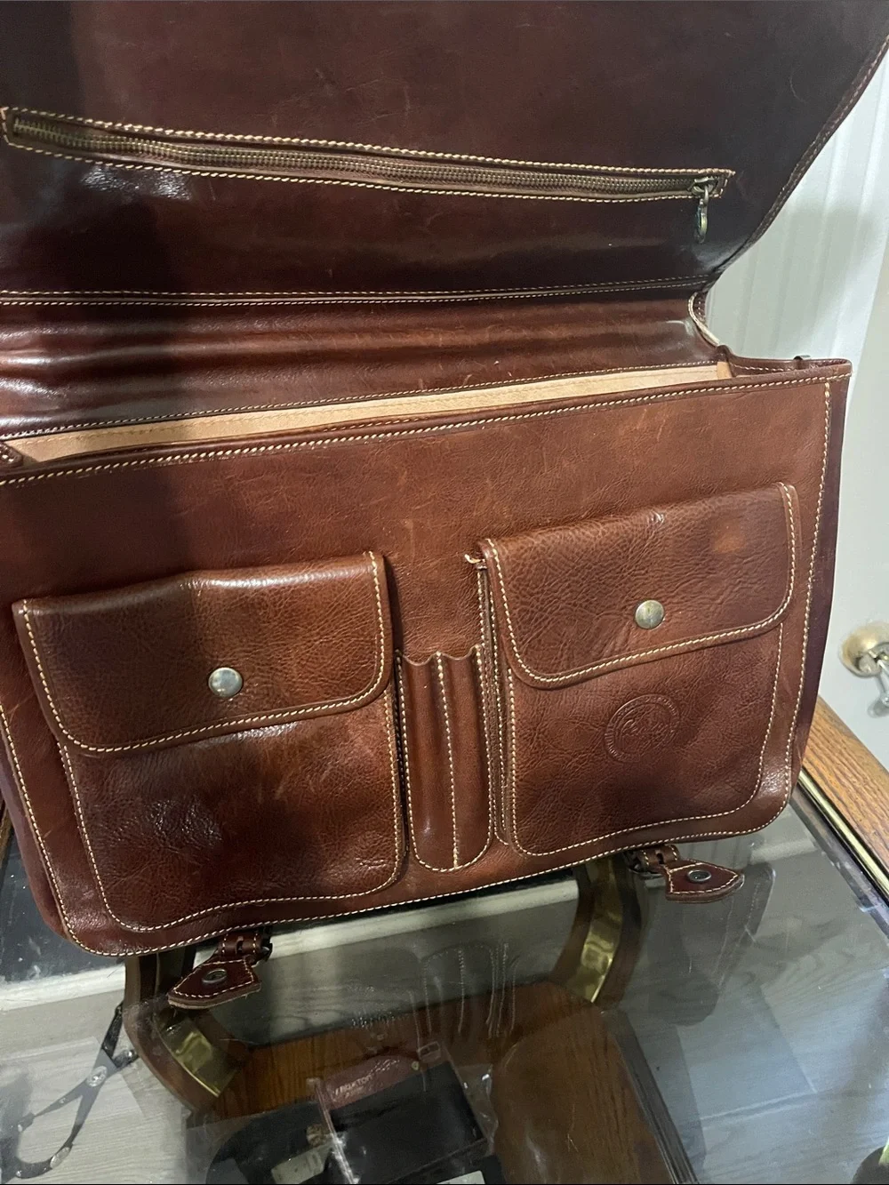 Men's Classic Brown Leather Briefcase - Professional Work Bag